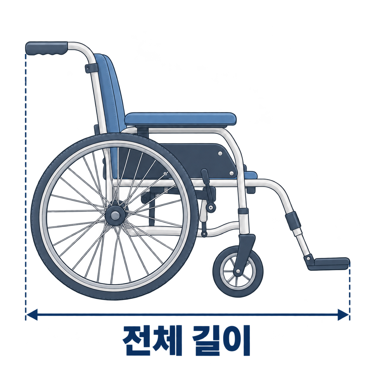 휠체어 옆모습 · 전체 길이